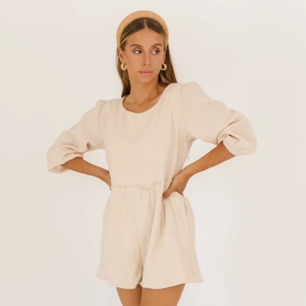 NWT Linen 3/4 Sleeve Romper